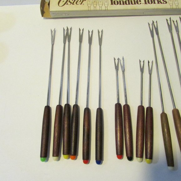 lot of vintage Oster Fondue forks 2 sizes color dot - Picture 4 of 5